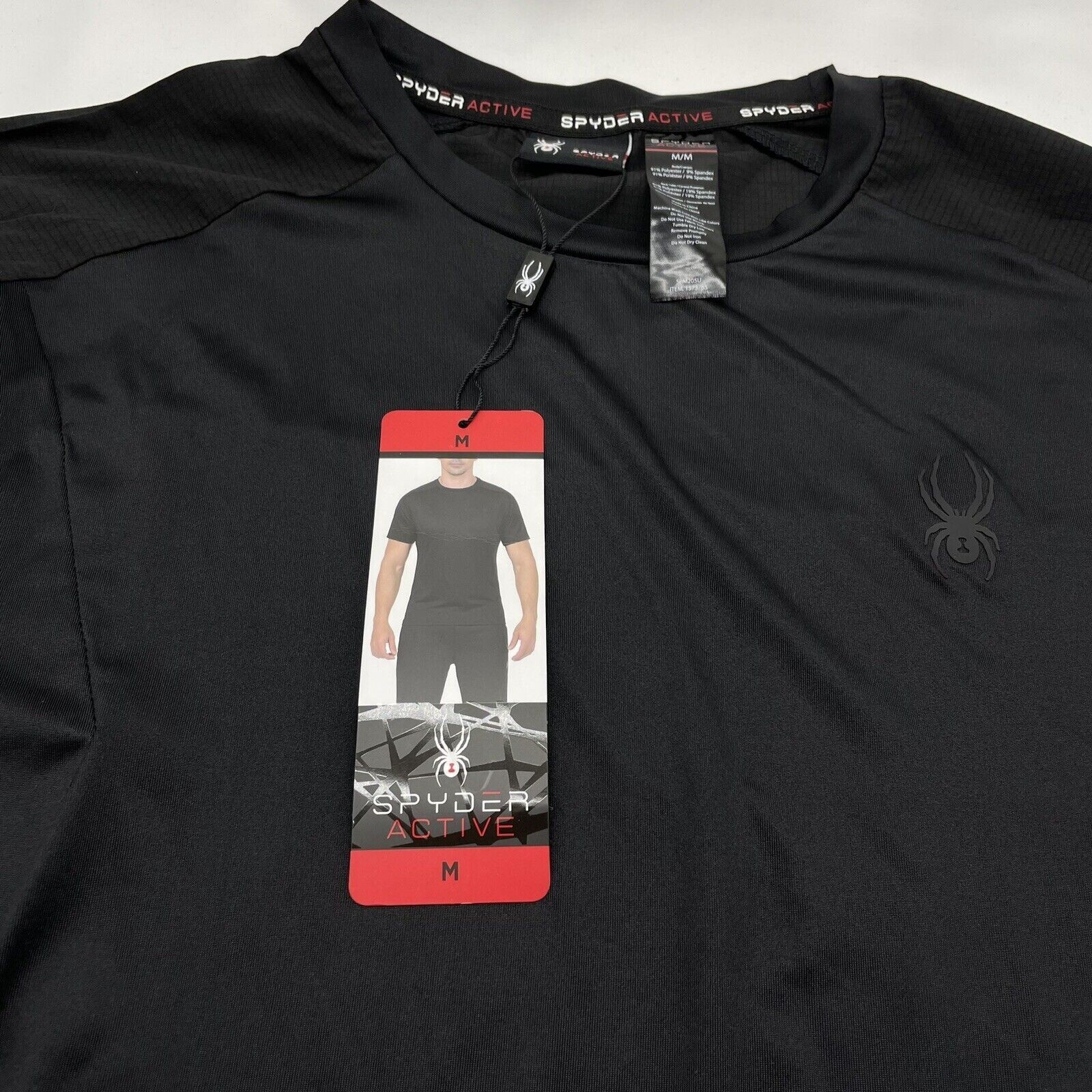 Spyder Men’s Active Short Sleeve Tee Moisture Wicking 4 Way Stretch Black M
