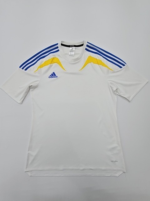 Adidas Men White Striped Climate T-Shirt Size M Regular Crew Neck Logo