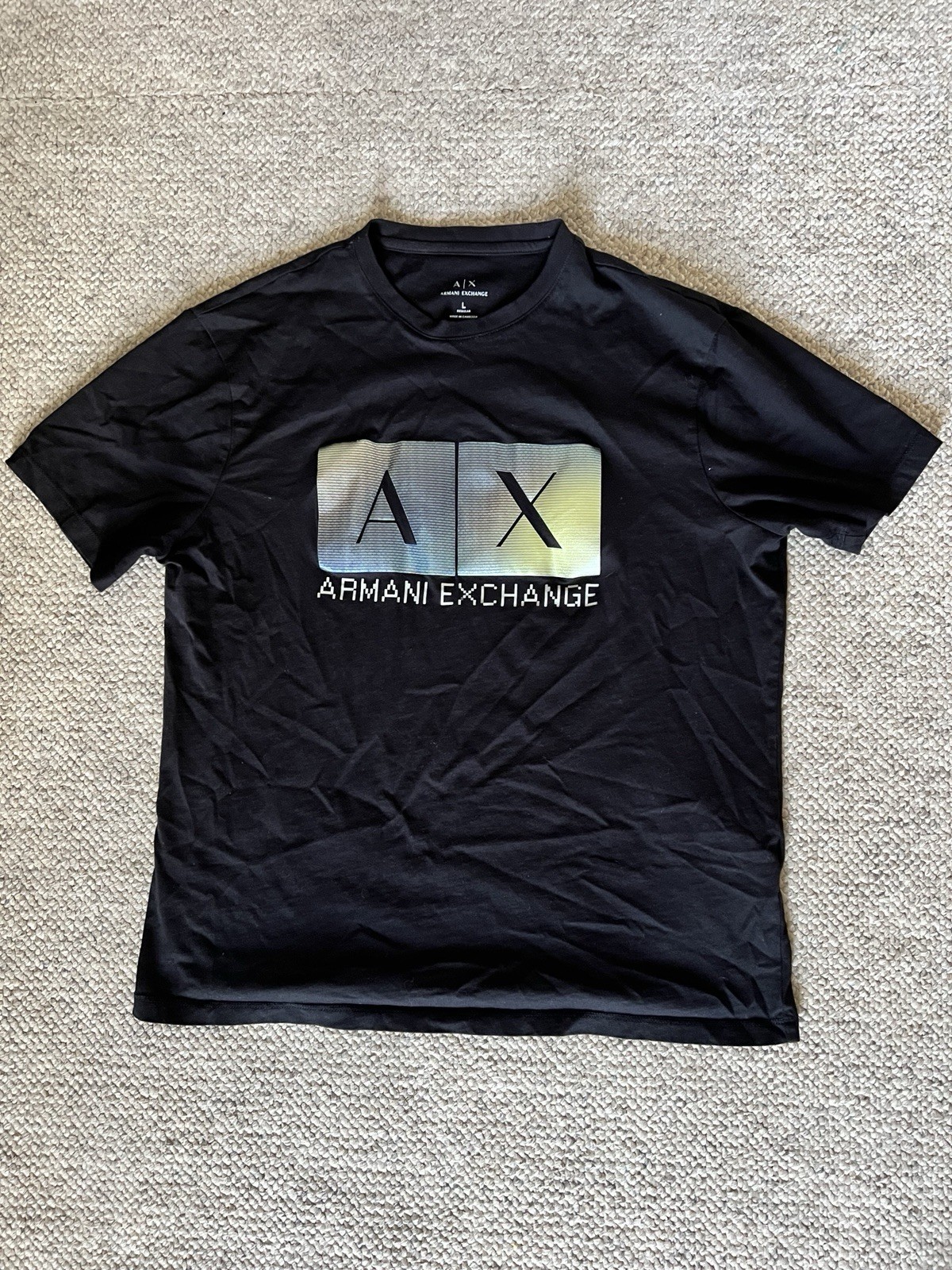 Armani Exchange Crewneck T Shirt Multi Color Foil Logo Size Large