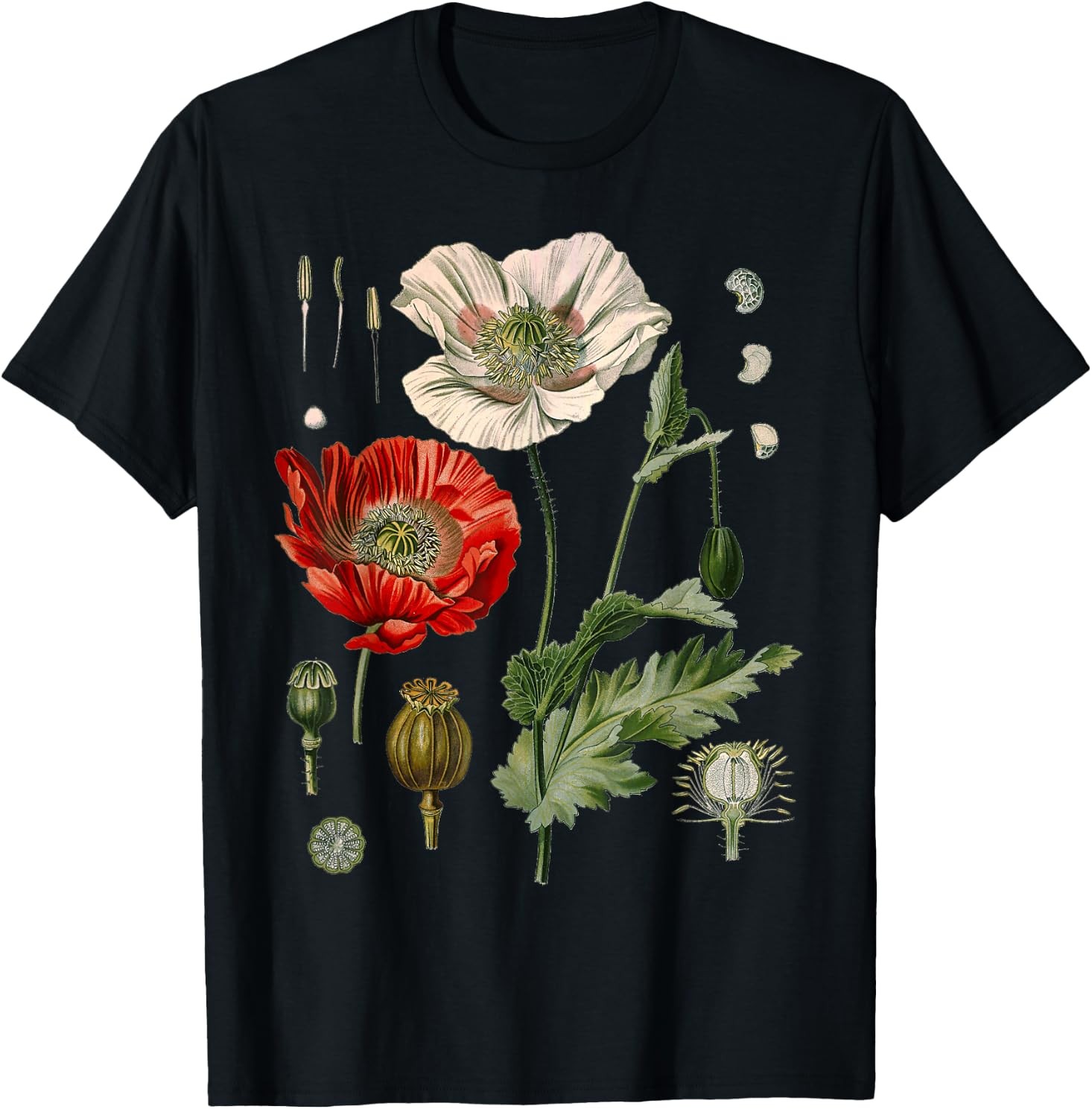 Red Poppy Botanical Poppies Red Poppy T-Shirt