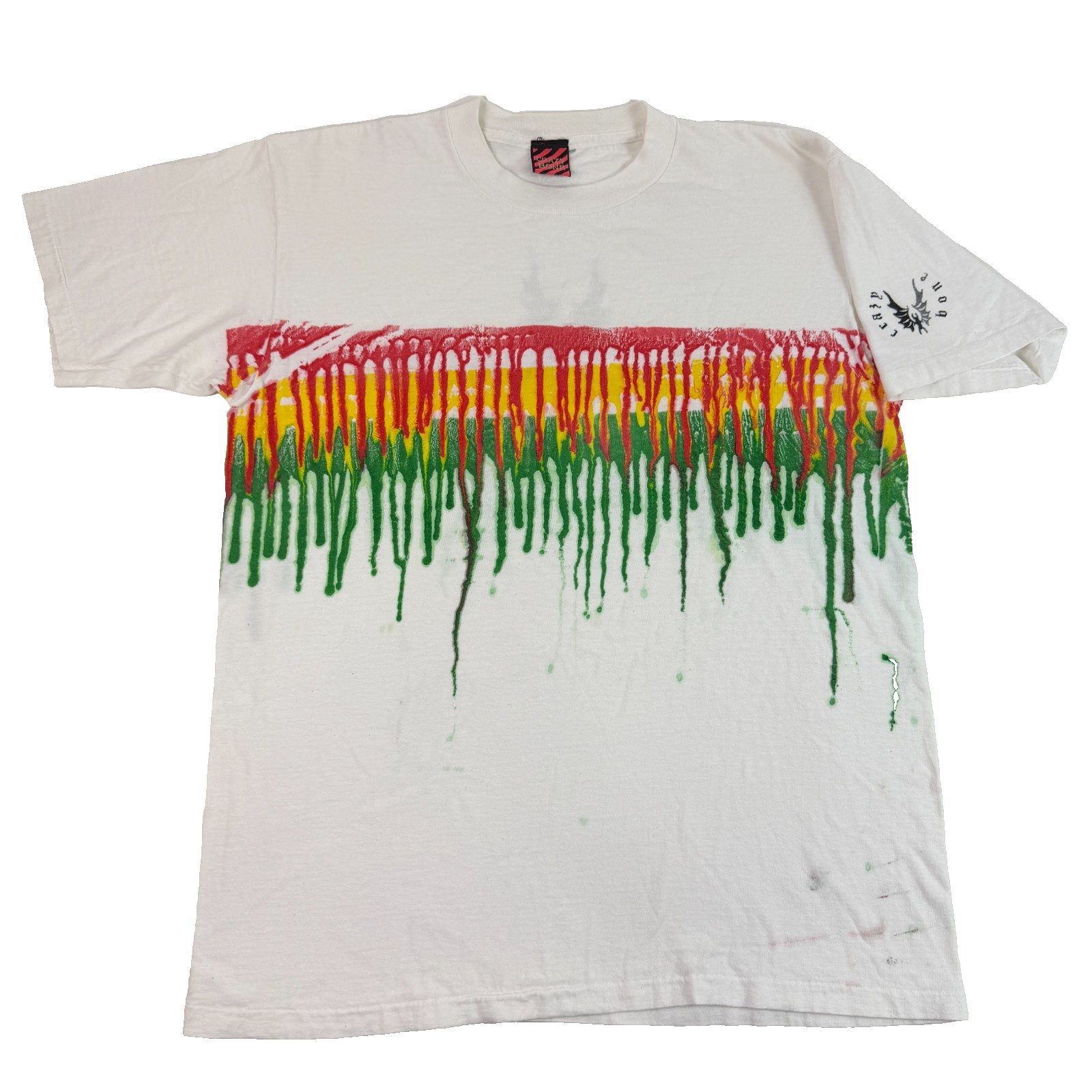 Vintage 90s Y2K Crazy Bone T Shirt Large Organized Anarchy Rasta Drip Made USA
