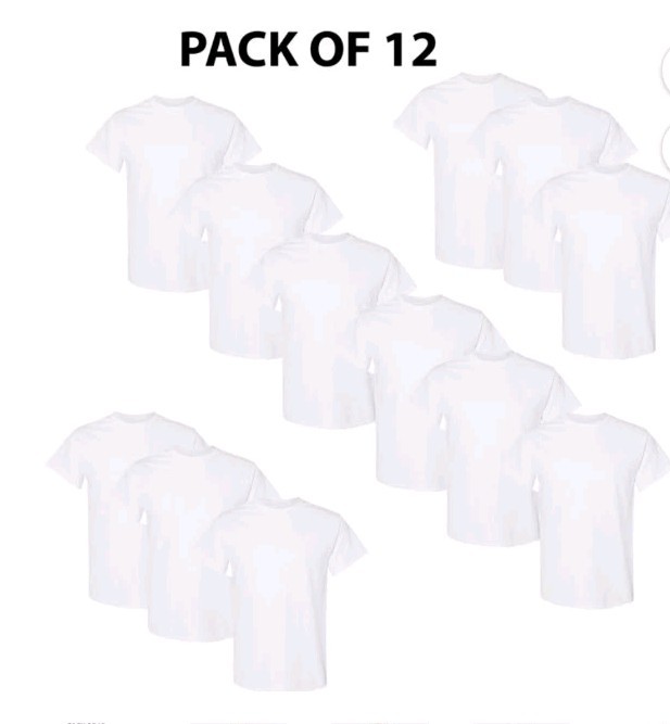 Gildan Men’s Crew Neck T-Shirts, 12-Pack, White Tees, Heavy Cotton Size Xl