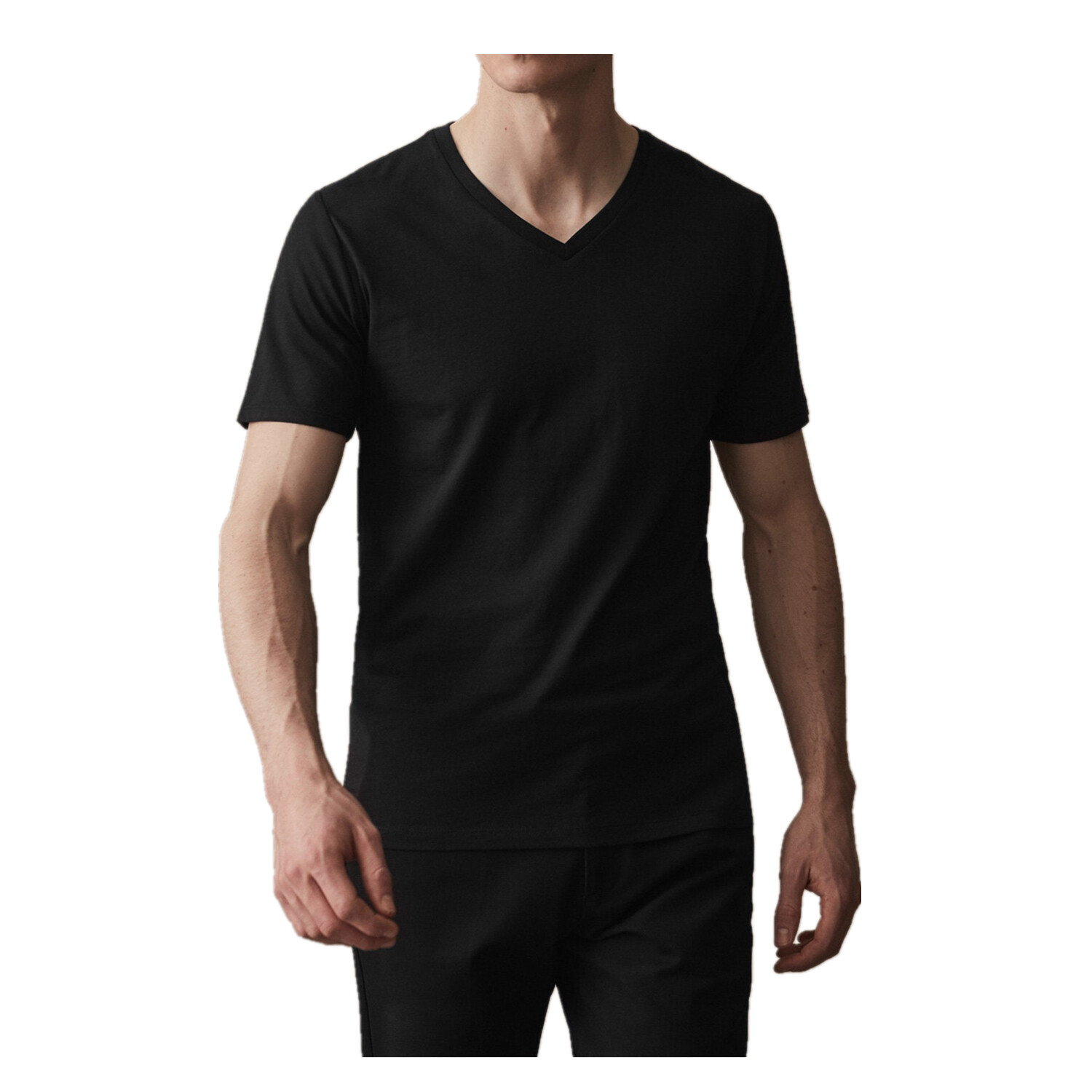 For Mens 100% Cotton Thick Basic Tee Casual T-Shirt Crew Neck V-Neck Black S-4XL