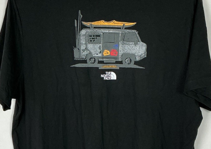 The North Face Men’s Crewneck Black TShirt Size XXL Retro Van Kayak 52×32” New