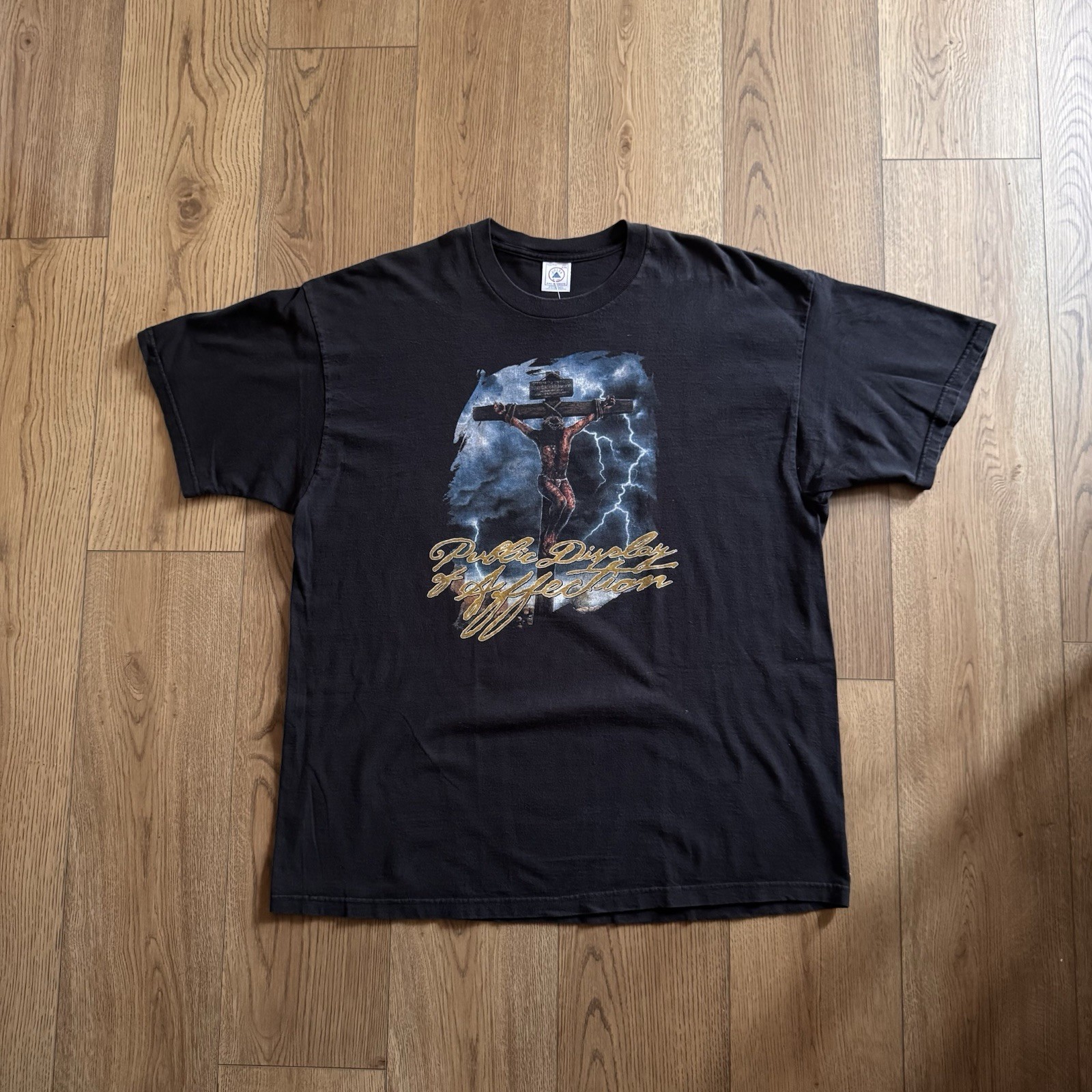 Vintage Living Epistles Public Display Jesus Black Mens XL Shirt USA Lightning