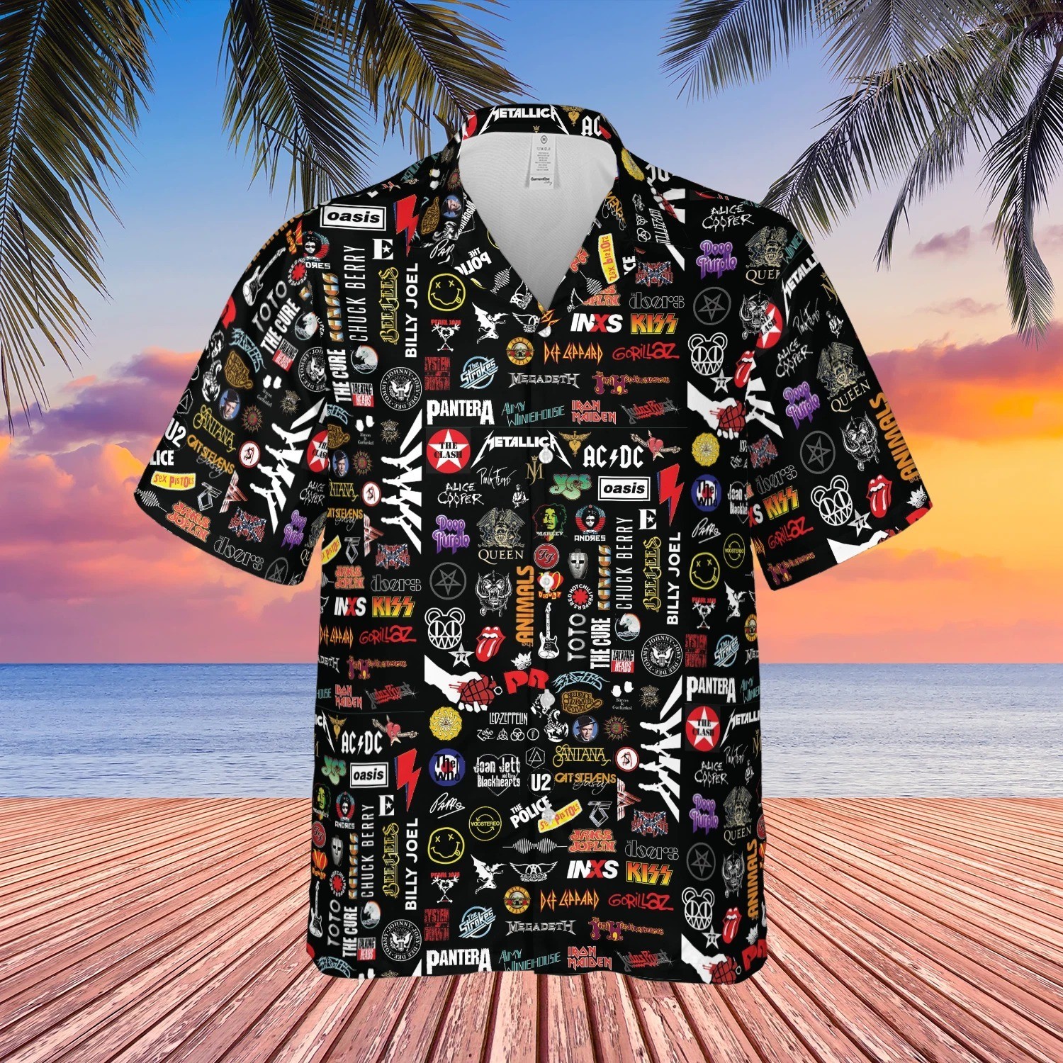 80s rock band hawaiian shirt, retro music t shirt, pop, punk logo 15D223