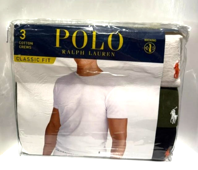 Polo Ralph Lauren Crew Neck T-Shirts Classic Fit 3 Pack Cotton-NWT-Fast