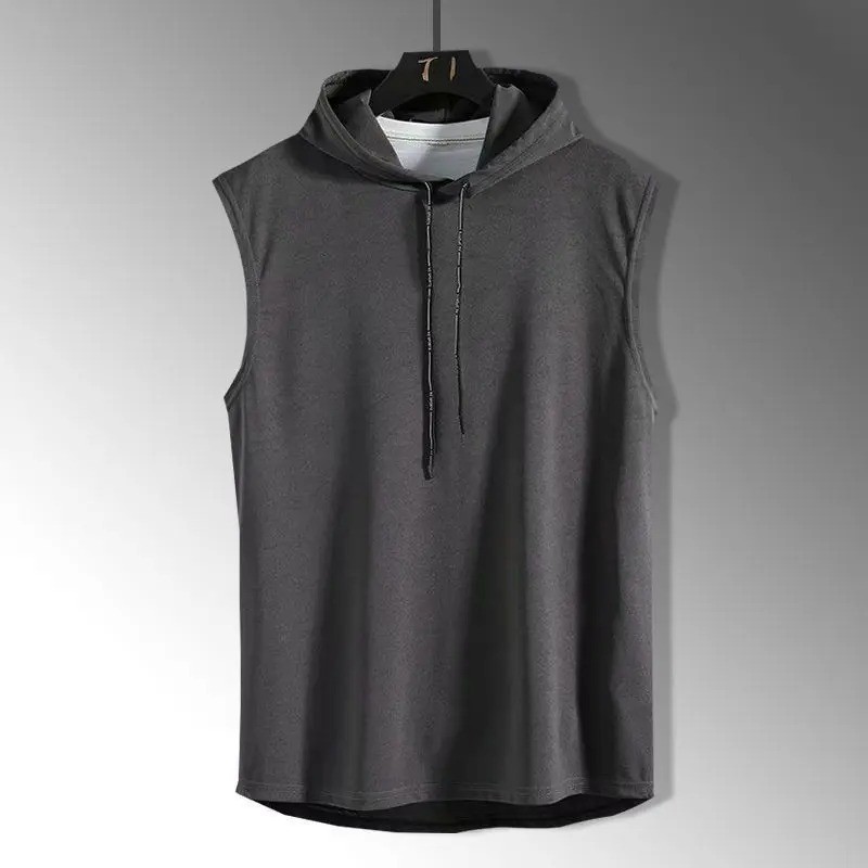 Solid Color Men’s Tank Tops Vest Sleeveless Tees For Male Hooded
