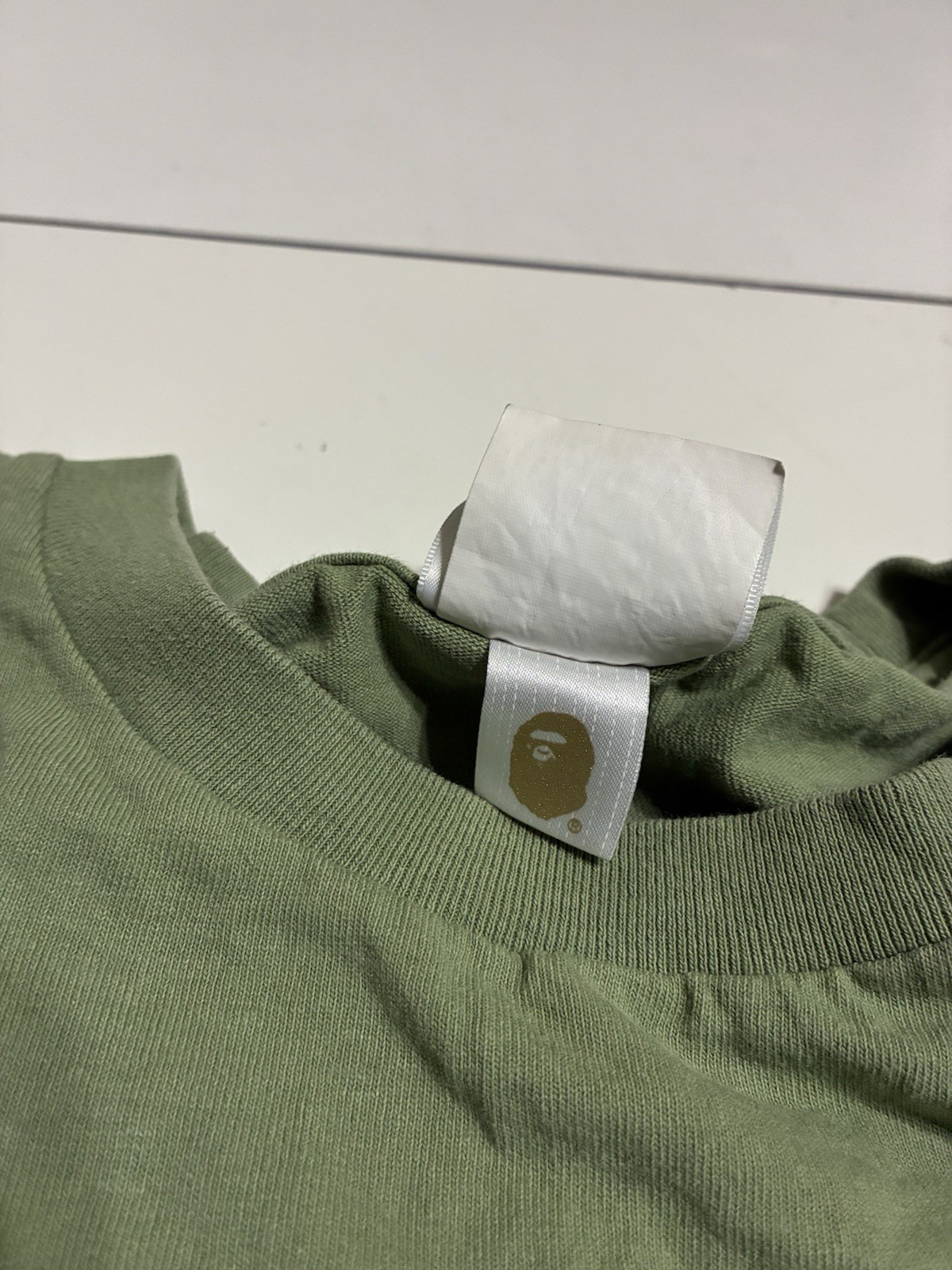 Vintage BAPE A Bathing Ape Shirt Medium Olive Long Sleeve Skater Streetwear Y2K