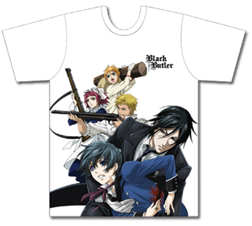 Black Butler Group Men’s White T-Shirt Anime Licensed NEW