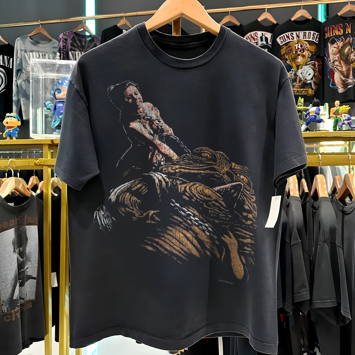 1996 Leia And Jabba The Hutt Star Wars Washed T-Shirt Black L