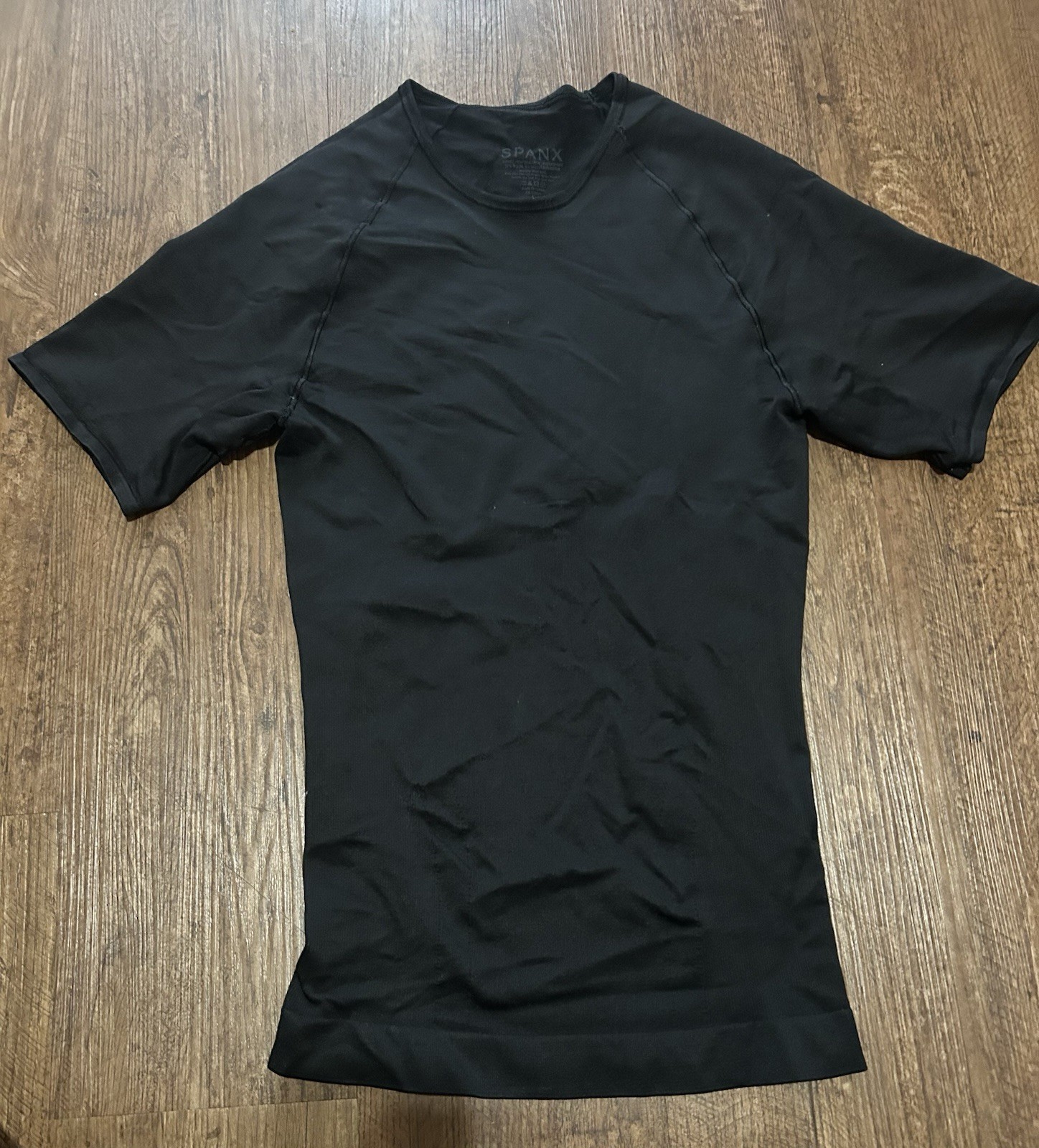 SPANX Men Shaping Top Short Sleeve Firm Compression Black L Nylon/Elastane