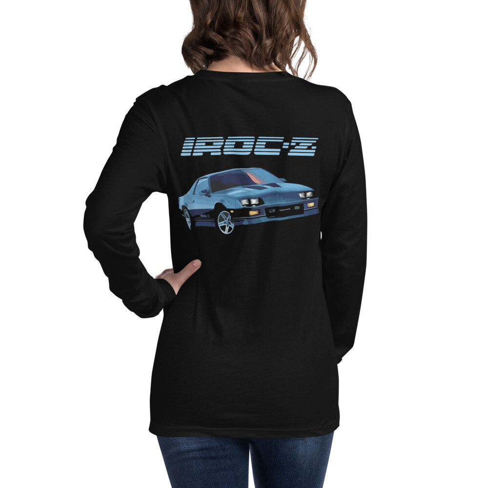 Blue IROC-Z Chevy Camaro 3rd Gen Sports Car Unisex Long Sleeve Tee
