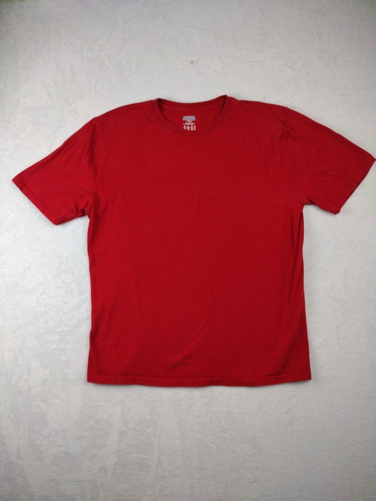 Jerzees Mens Large Red Short Sleeve Crewneck 100% Cotton Solid T-Shirt Basic