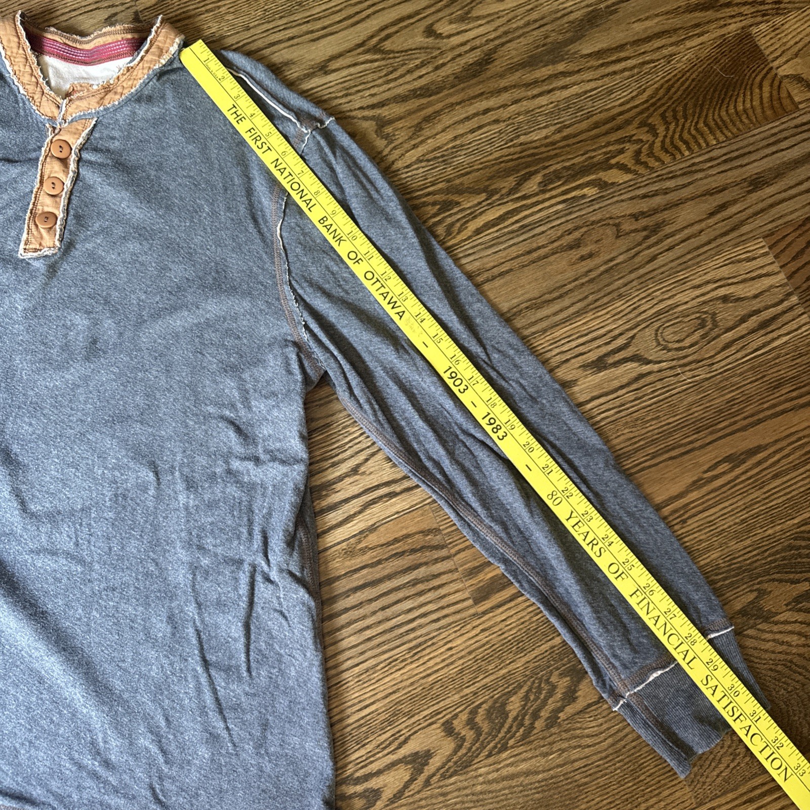 Carbon2Cobalt Mens Large Gray Henley Long Sleeve Shirt Cotton Casual