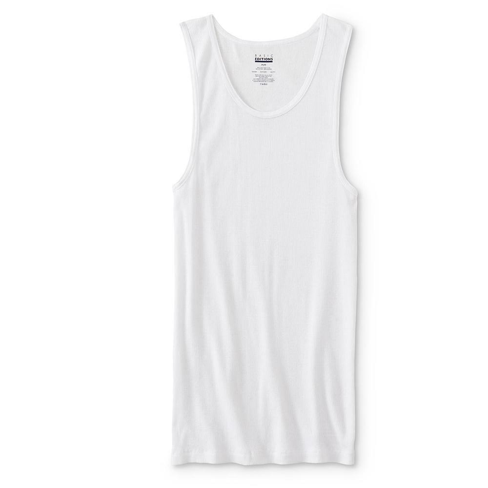 Basic Editions Men’s 7-Pack White Tank Top Sleeveless Shirt L-XL (44-46″)