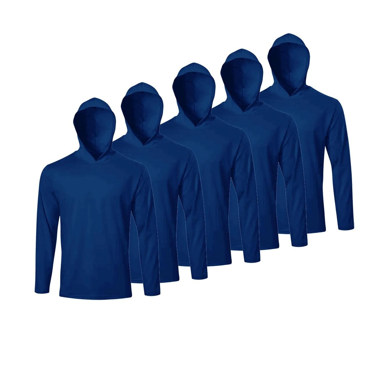 Men Long Sleeve Tee Shirts with Hooded 5 Pack Athletic Dry Fit Gym Work Shirt…