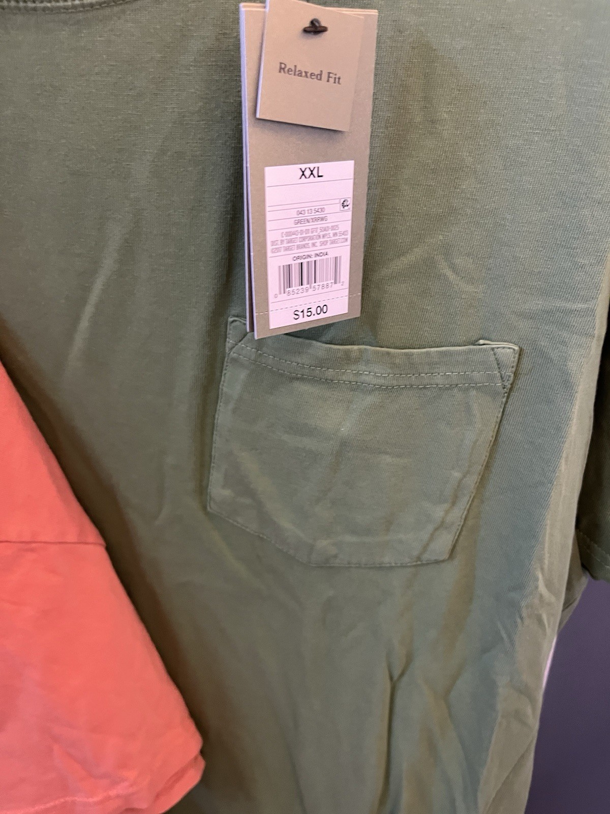 Goodfellow & Co Men’s Relaxed Fit Pocket T-Shirt XXL Orange Green 2-Pack