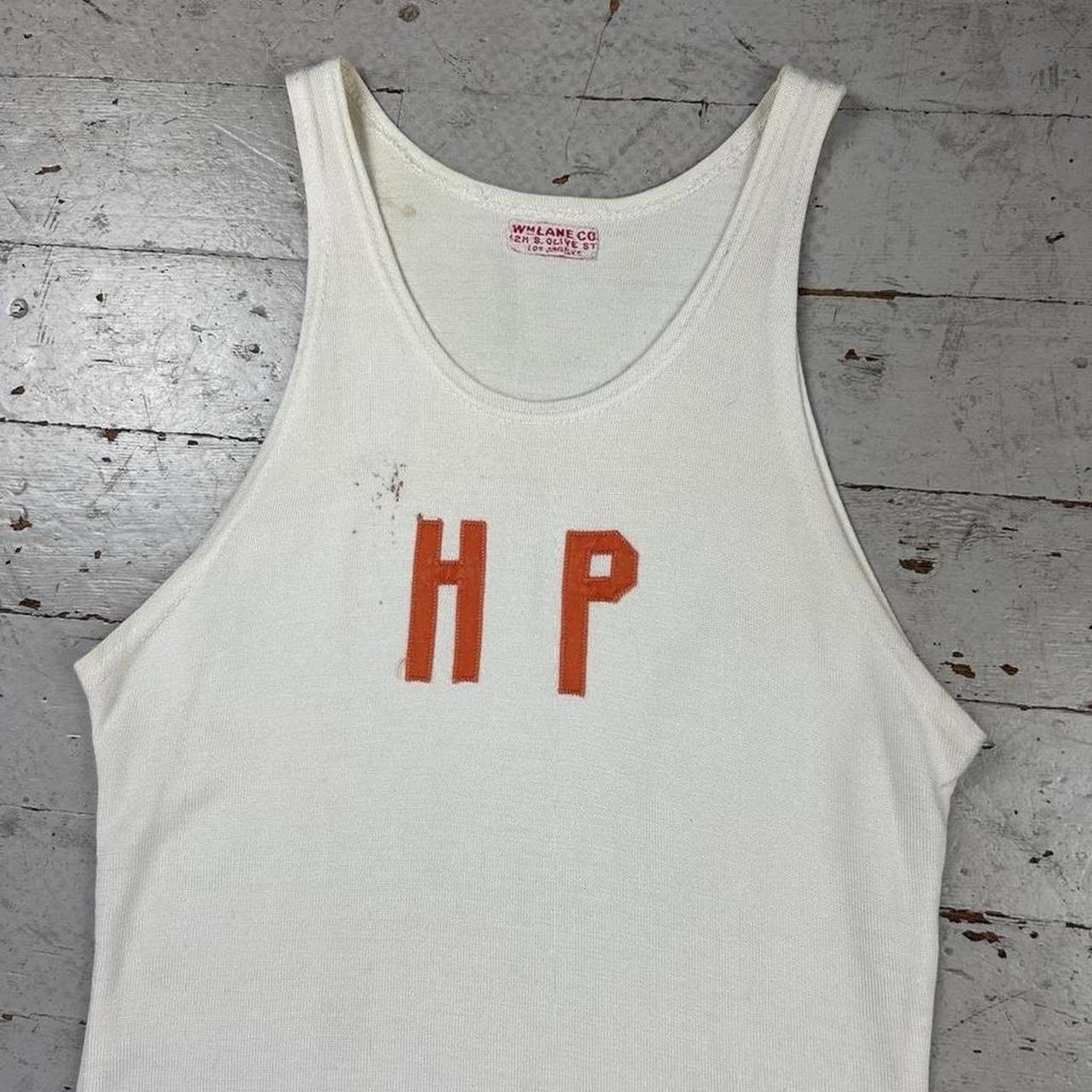 Vintage 30s 40s Cotton Sleeveless Jersey HP Orange and White Tank Top Shirt