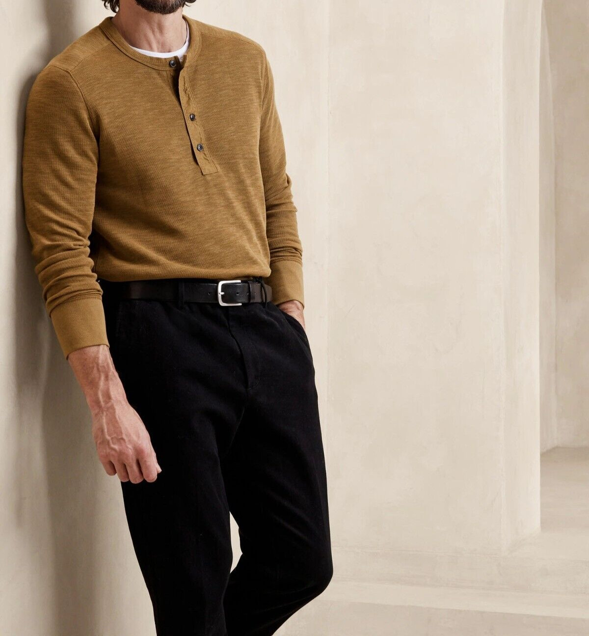 BANANA REPUBLIC Double-Knit Henley T-Shirt #734154
