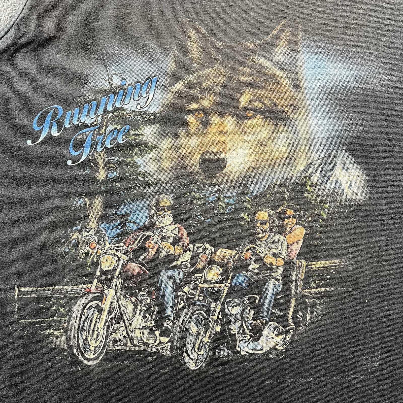 Vintage 3D Emblem Wolf Tank Top Mens Large Black Faded Sleeveless Biker Sturgis