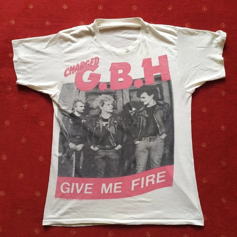 GBH Give Me Fire band Retro style White Short sleeve T shirt Men Women