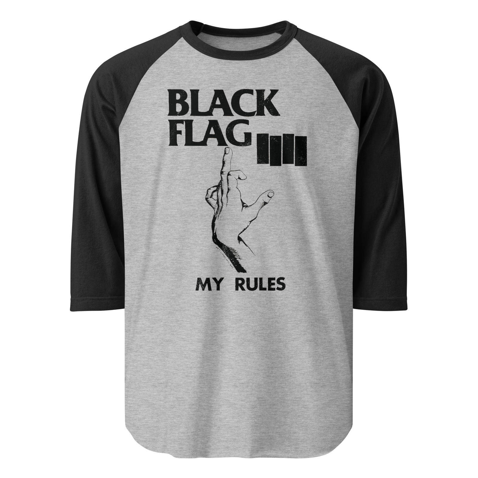 BLACK FLAG – “MY RULES” 3/4 Raglan Shirt 80s HC Punk Rock Summer C@@L!