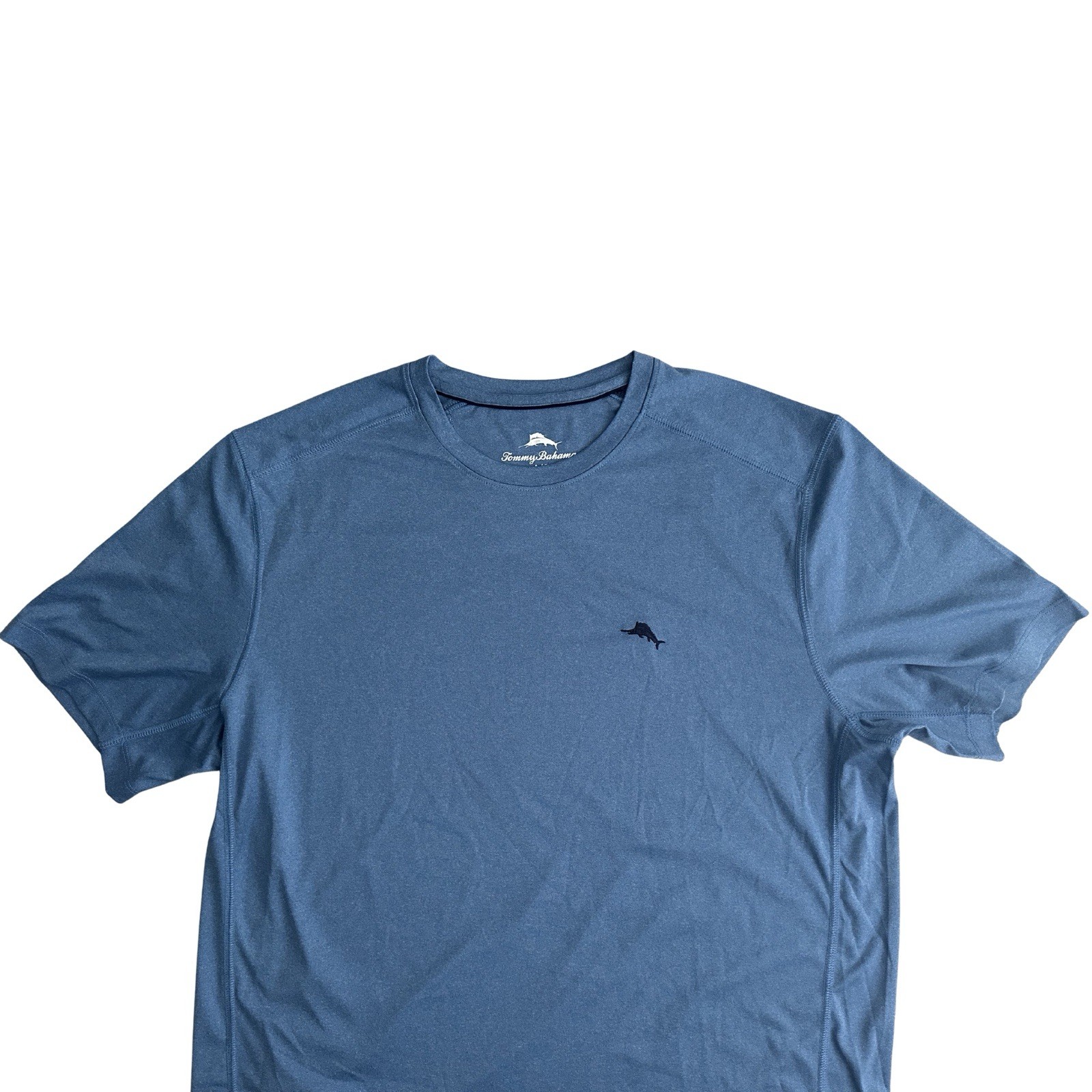 Tommy Bahama Mens Large Blue Performance Shirt Athletic Stretch Short Sleeve Tee