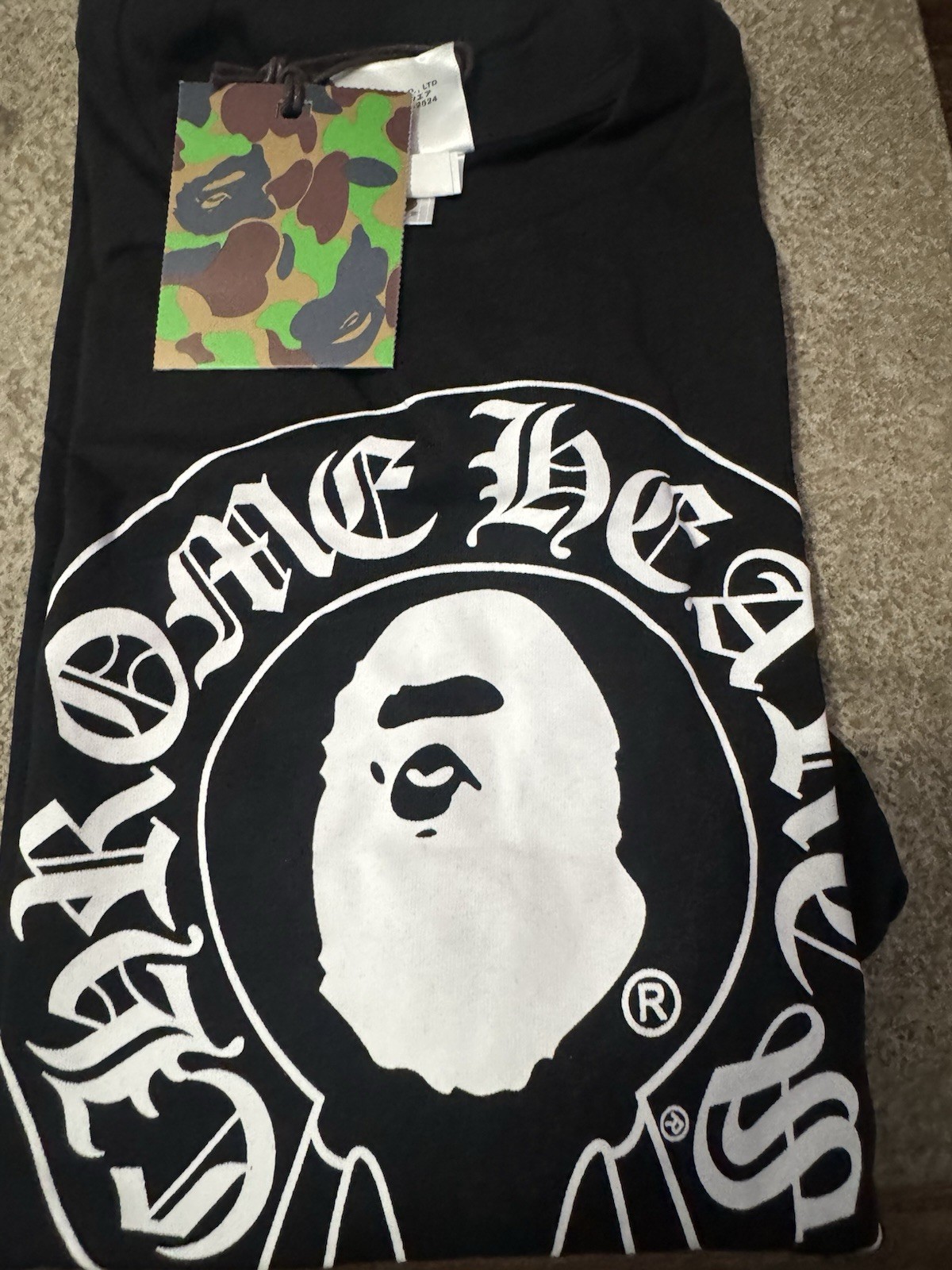 A Bathing Ape BAPE Ape Head Logo Graphic Tee Black/White Crew Neck Cotton M