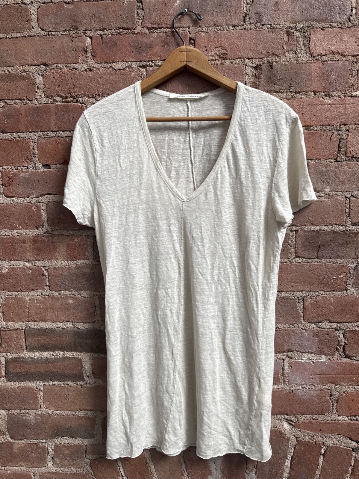 Poème Bohémien Men’s T Shirt, Sz 46, Ecru 100% Linen, Italy