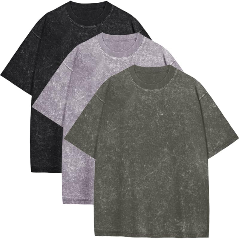 Oversized Tshirt for Men Short Sleeve Vintage Washed Cotton Basic Loose Tee 2026