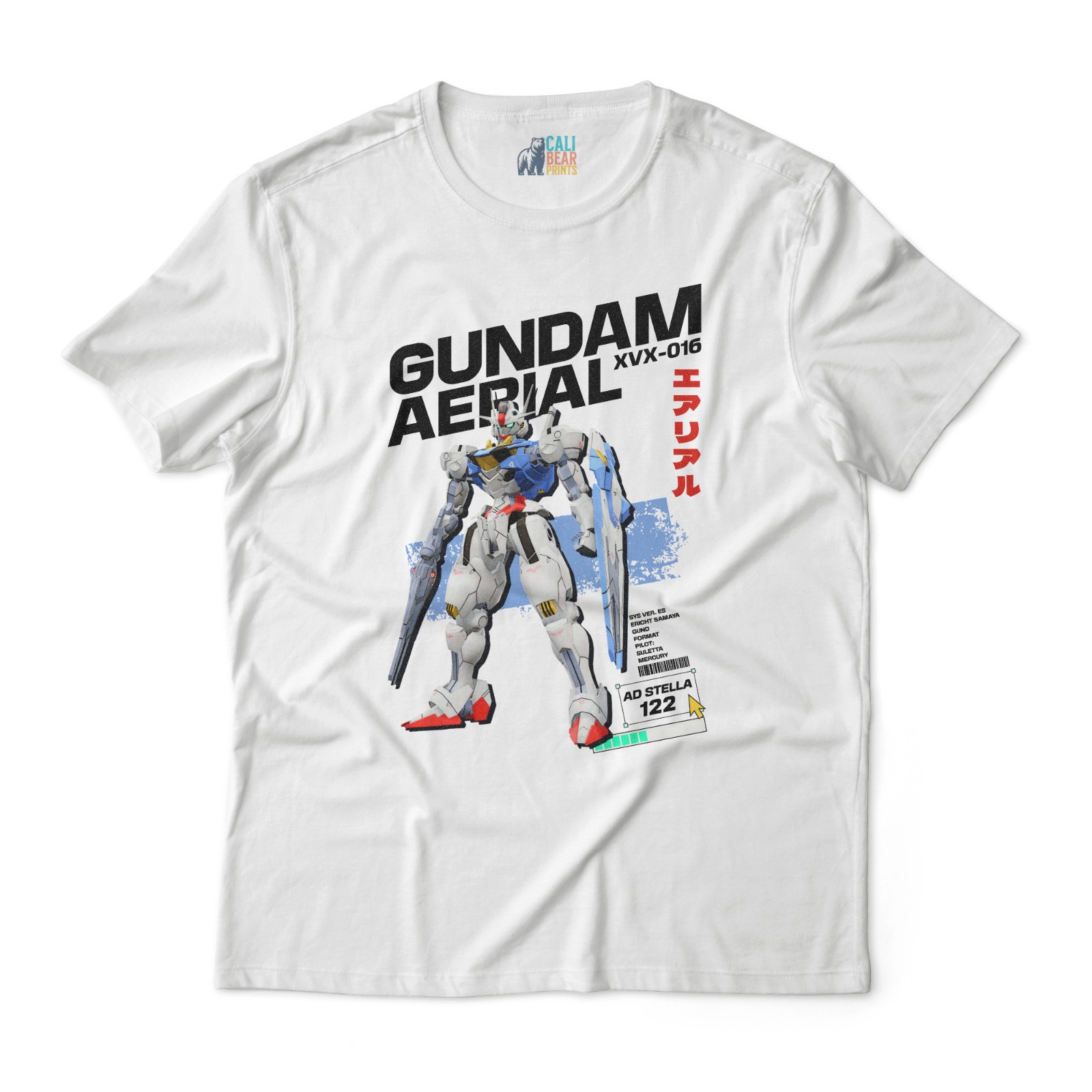 Gundam Aerial Graphic Tee – XVX-016 Mecha Anime Shirt Urban Style