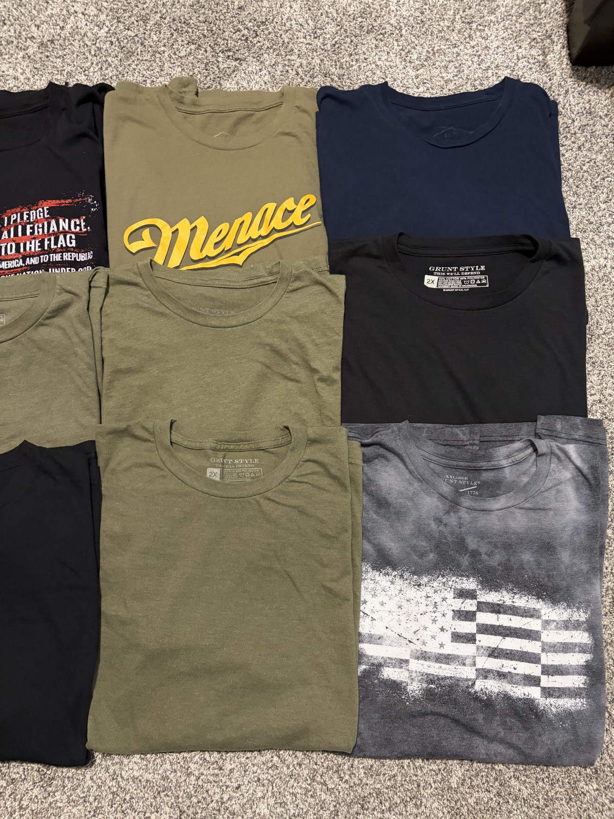 LOT Of 12 Grunt Style T Shirts Size 2XL XXL American Flag Military