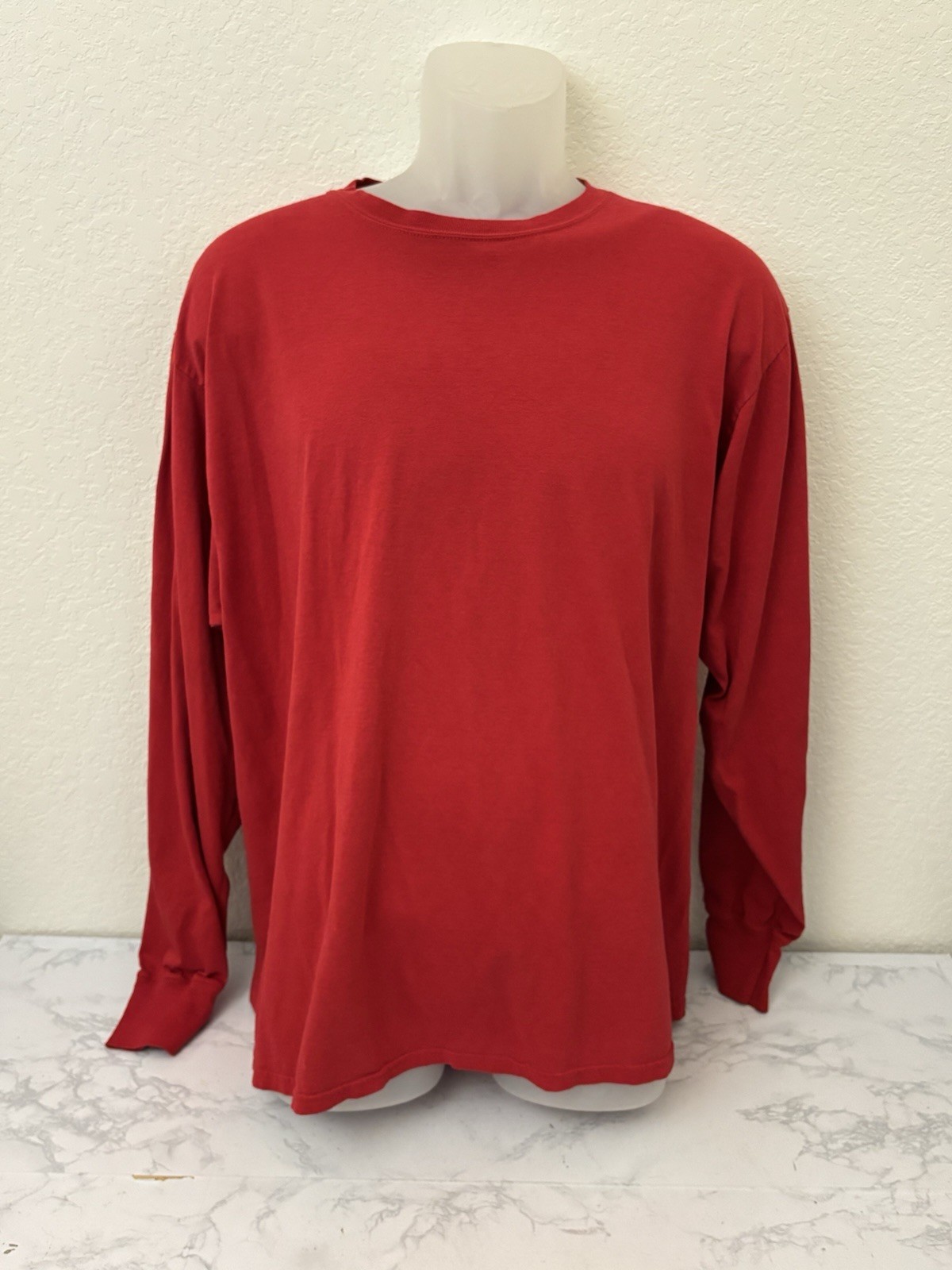 Hanes X-Temp t-shirt mens XL Red Long Sleeve crew neck Pullover Athletic Tee Z