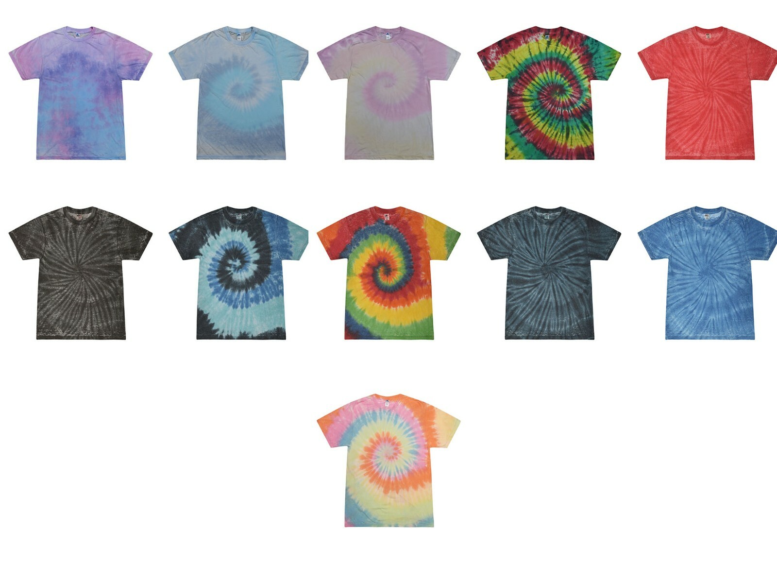 Multi-Color Acid Wash Tie Dye T-Shirts Adult Small to 3XL 100% Cotton