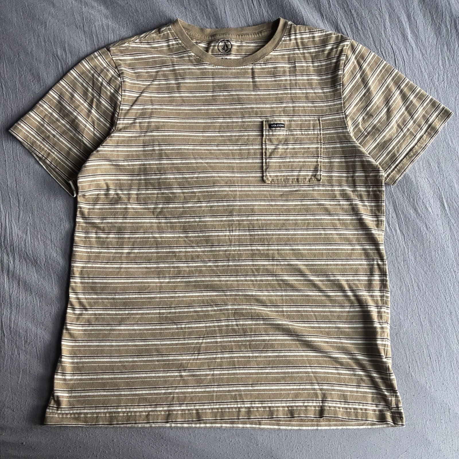 Volcom Men’s Sylvan Striped Pocket T-Shirt Khaki