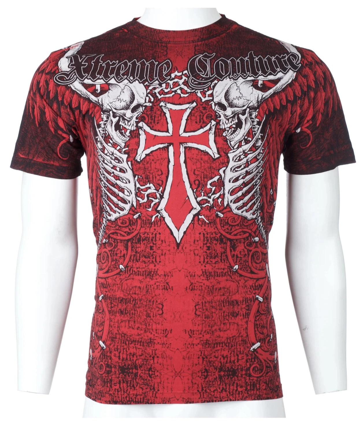 Xtreme Couture Affliction Men’s T-Shirt AFTERSHOCK Skull Red Tattoo Biker M-3XL