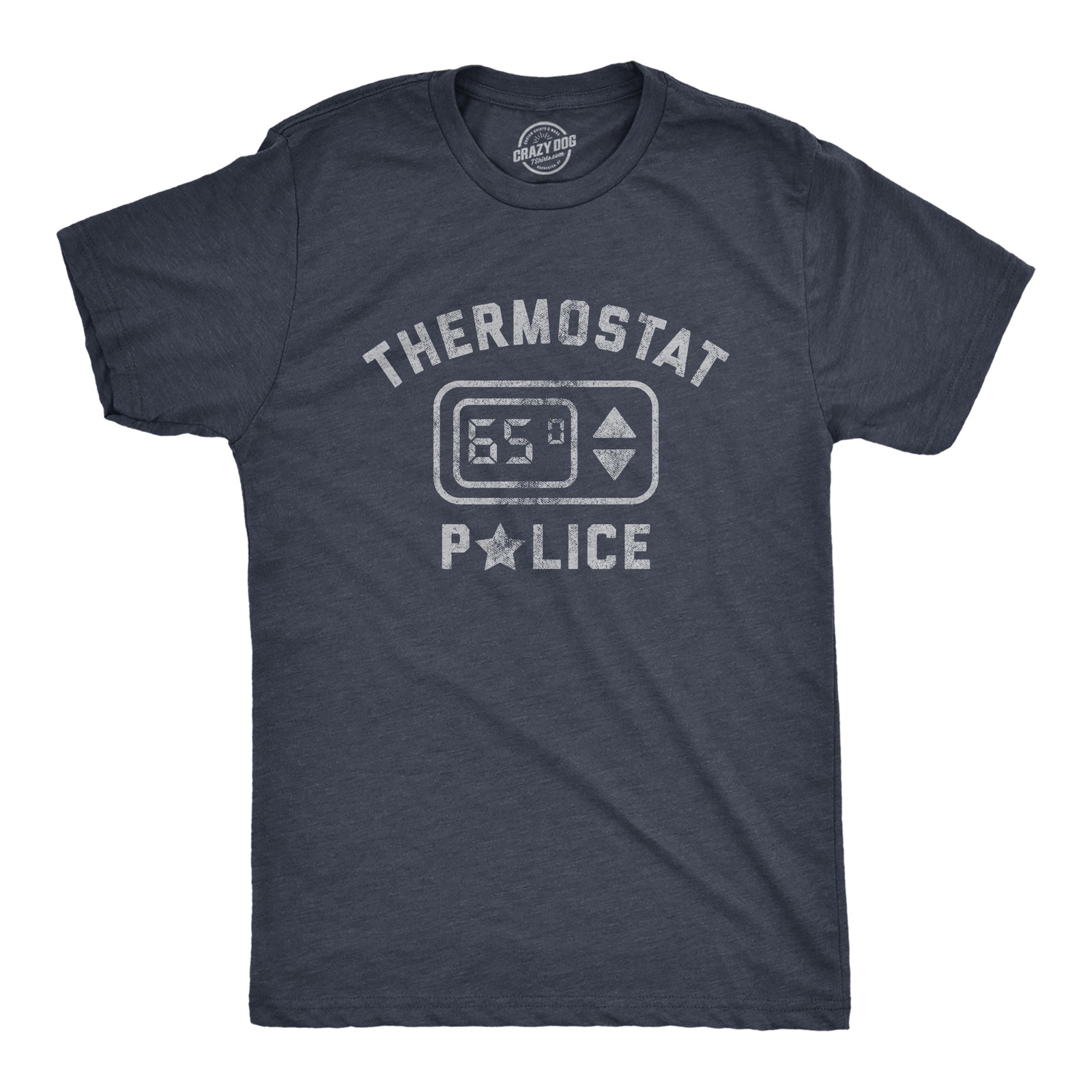 Mens Thermostat Police T Shirt Funny HVAC Heating and Air Conditioning Climate