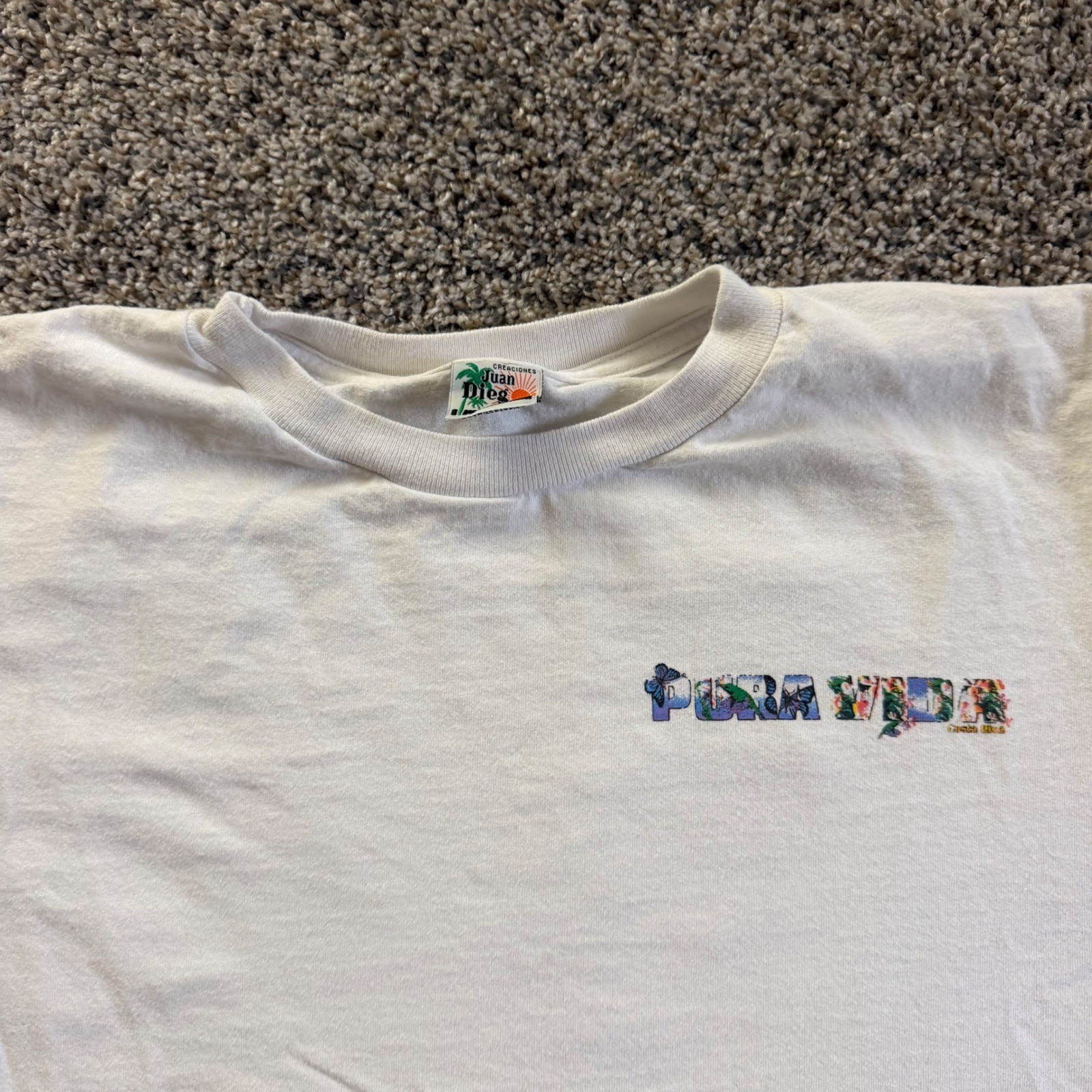 Creaciones Juan Diego Costa Rica Pura Vida Aves Parrot White T-Shirt Mens Medium