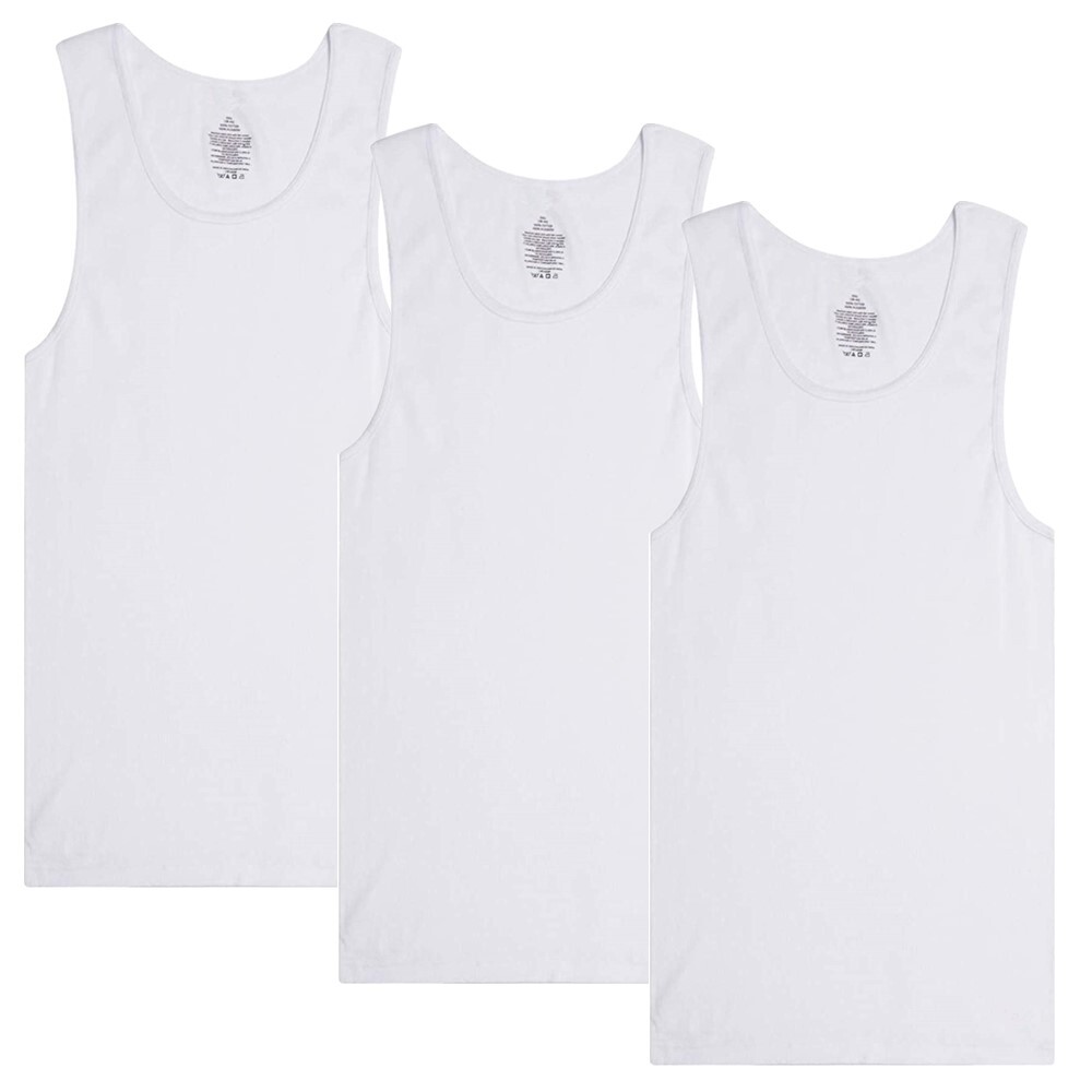 3-12 Packs Men 100% Cotton Ribbed Tank Top A-Shirt Wife Beater Undershirts Lot