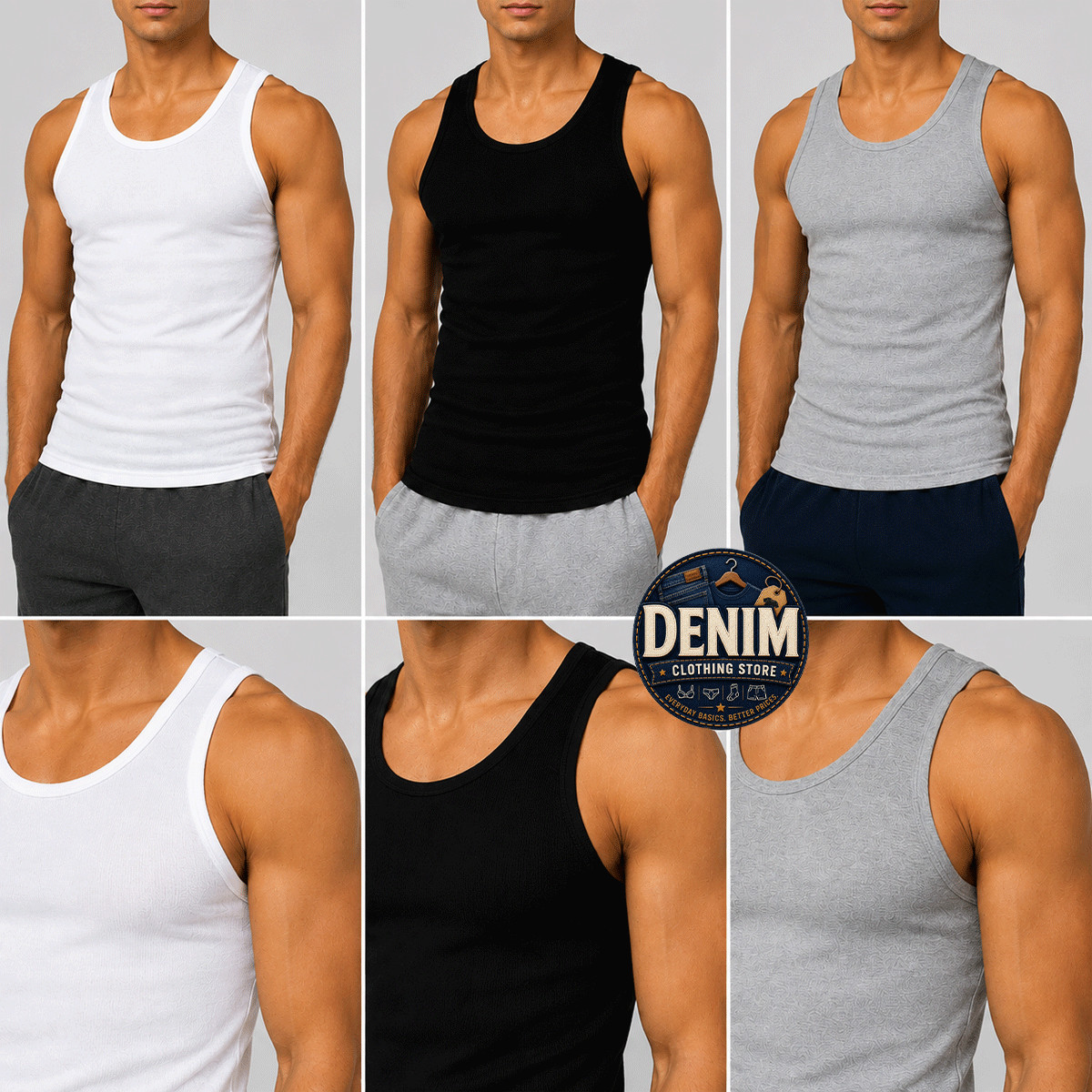 3 6 12 Pack Men Tank Top 100% Cotton A-Shirt Wife Beater Ribbed Undershirt S-3XL