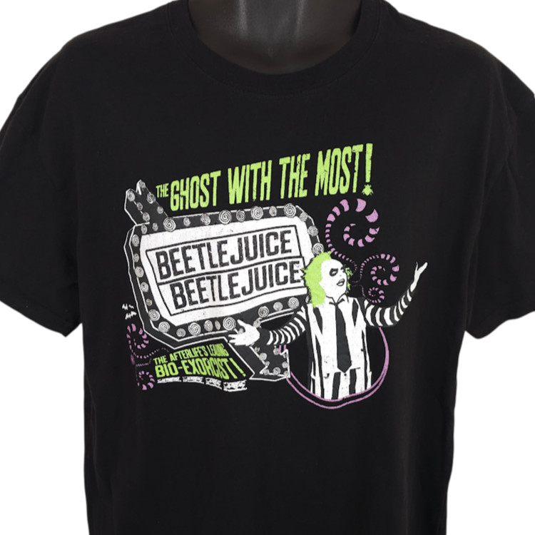 Beetlejuice T Shirt Mens Size Large Black Tim Burton Michael Keeton Movie