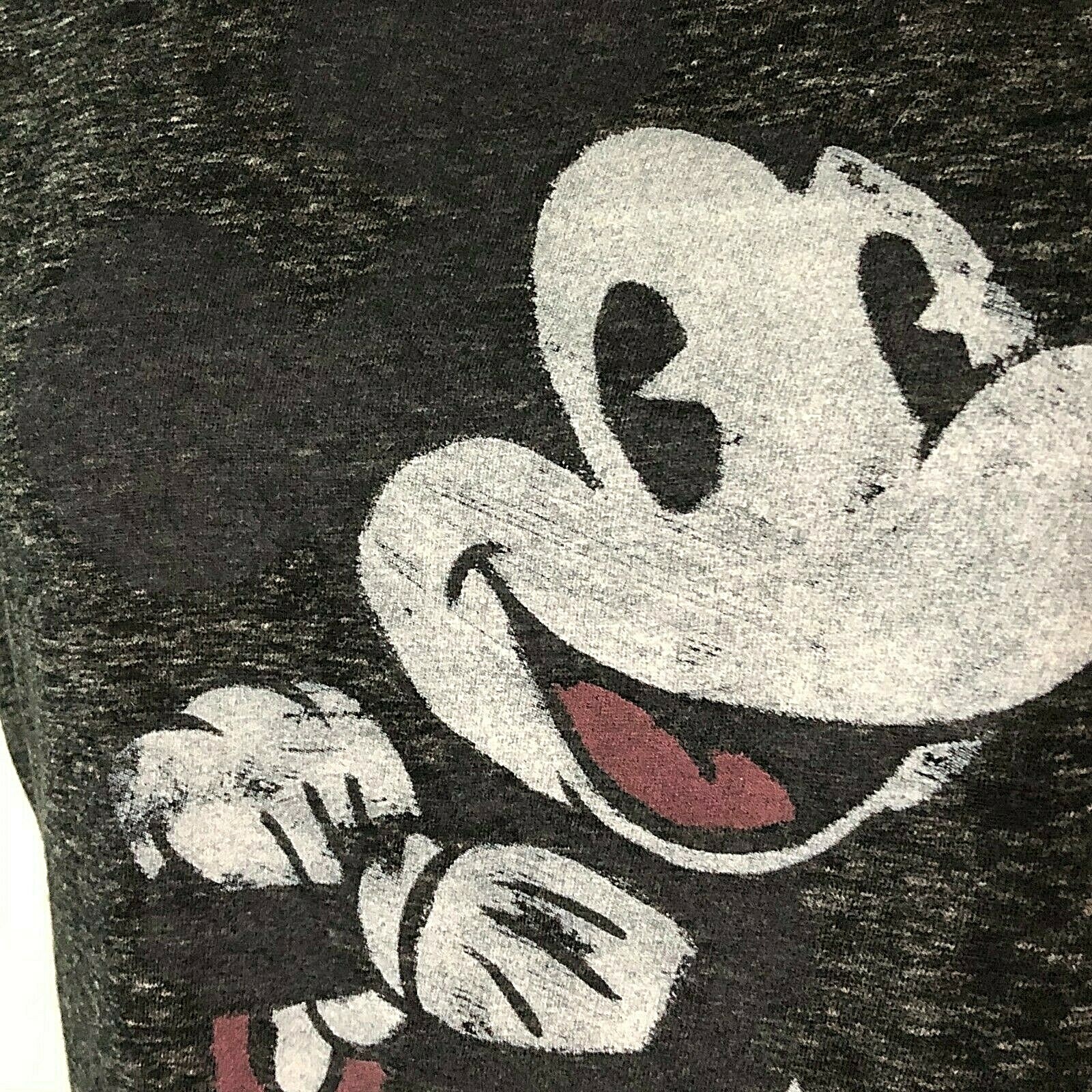 Authentic Disney Adult Mickey Mouse Tee Heather Black Dark Gray S Distressed Top