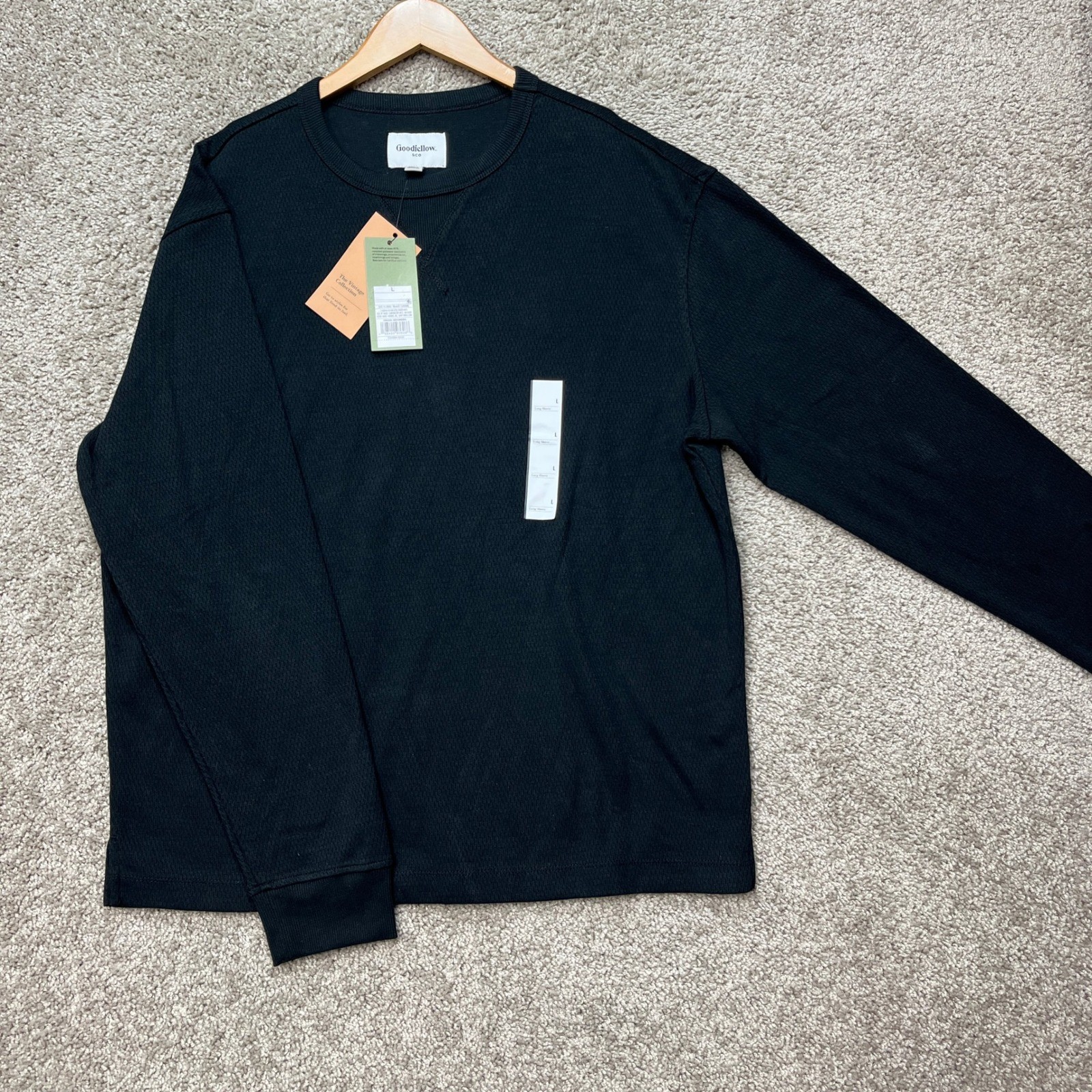 Goodfellow & Co Pullover Mens Large Black Long Sleeve Vintage Collection NEW