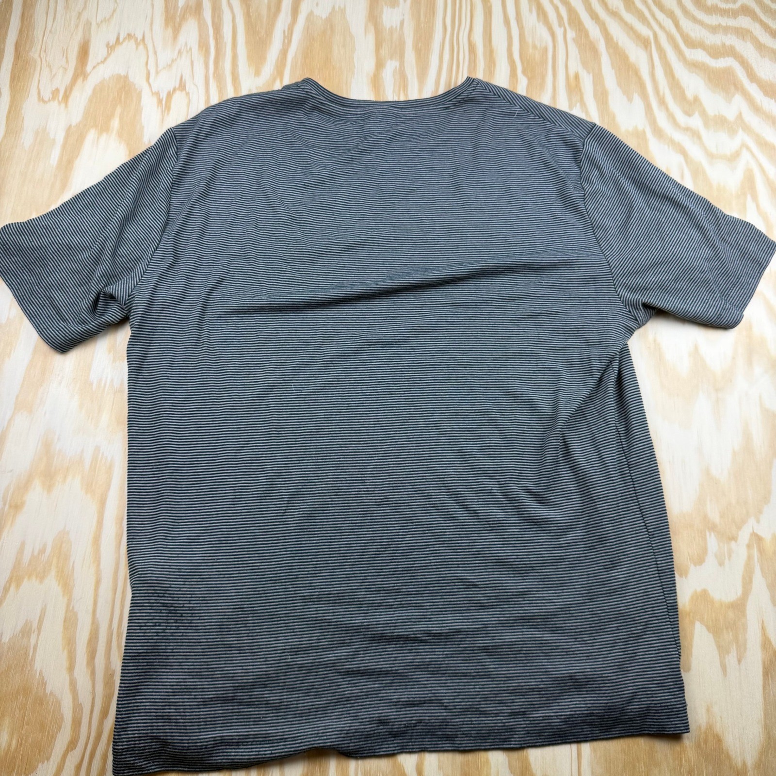 Armani Collezioni Men XXL (US L) Grey Striped Viscose Blend Short Sleeve T-Shirt