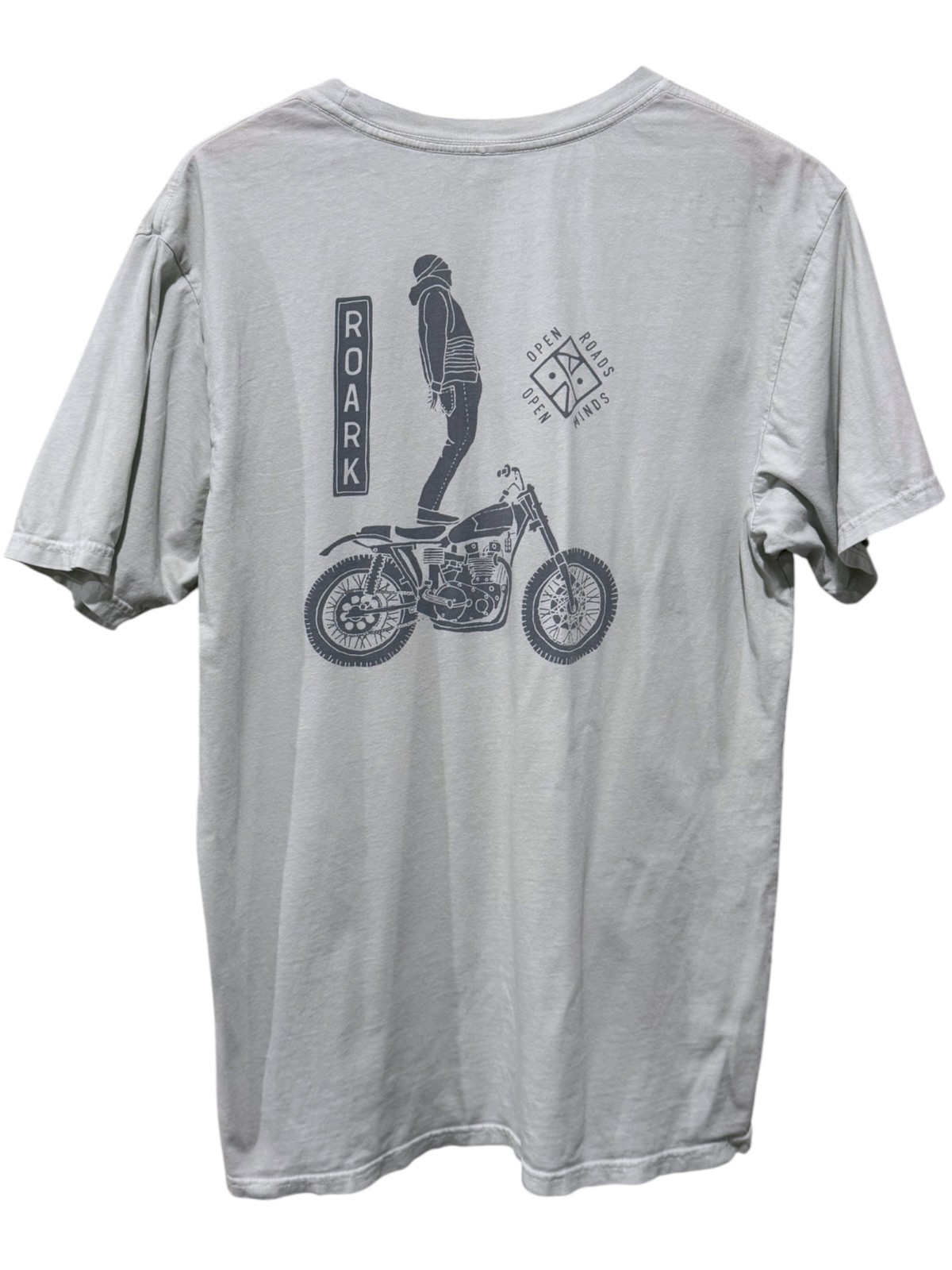 Roark Ghostrider Motorcycle Tee Shirt Mens Sz L Cotton Teal Blue Crewneck