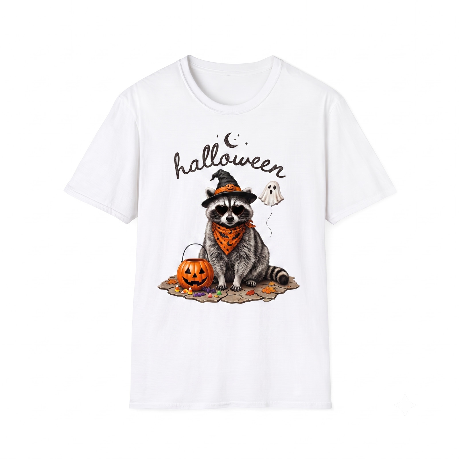 Raccoon Halloween Unisex TShirt Spooky Season Graphic Tee Witch Hat Fall Apparel