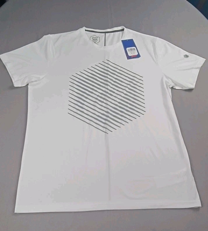 Asics White T Shirt Men Size XL SD Graphic SS Top Running Casual Reflective D1