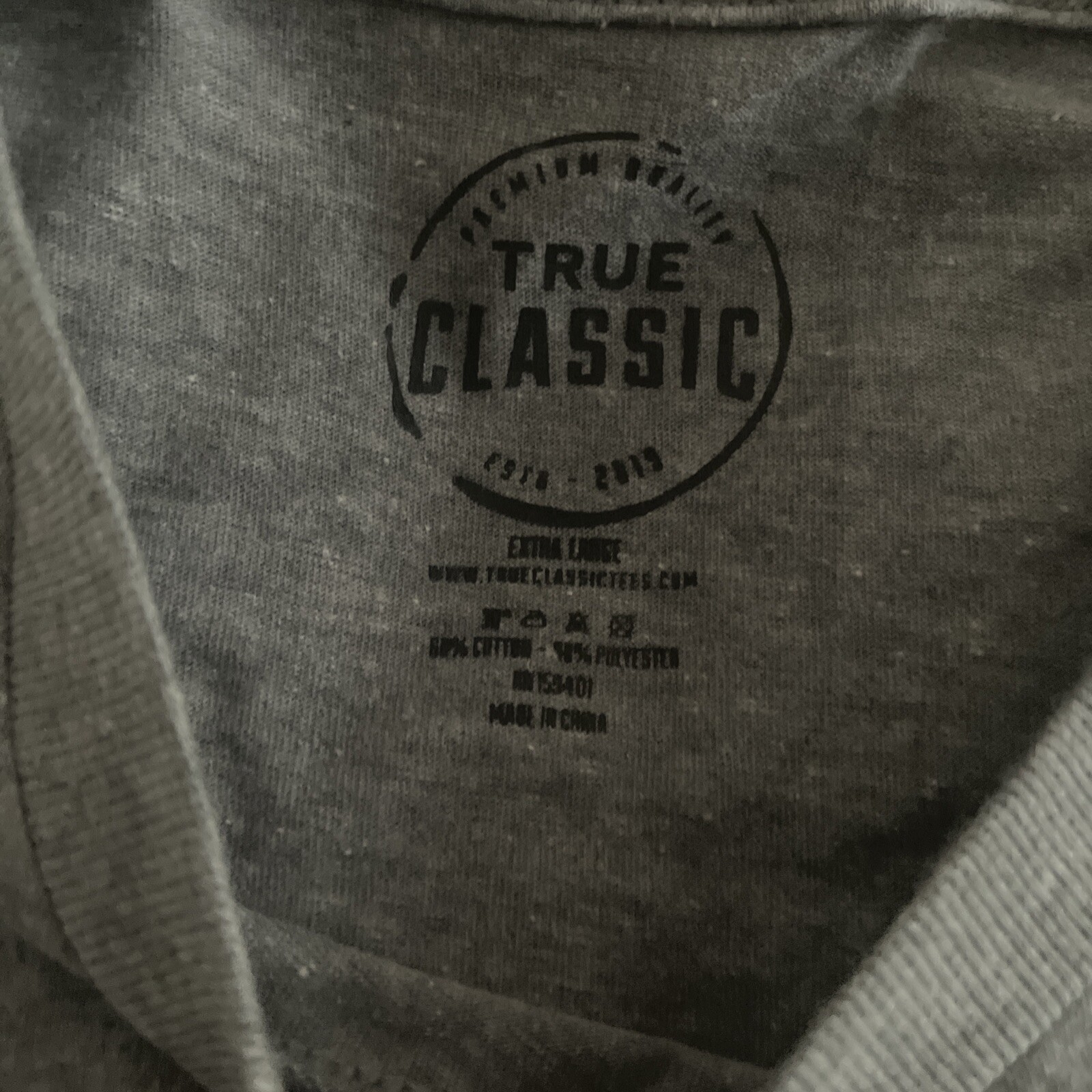 True Classic Premium Quality Crew Neck T Shirt Men’s Heather Gray Extra Large XL