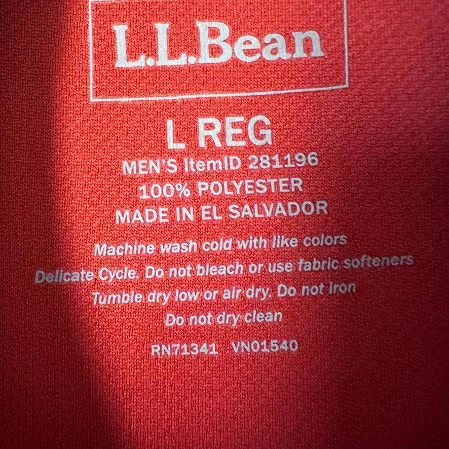 L.L Bean Mens LARGE 1/2 Zip Pullover Shirt Lightweight Running Hiking Cycling